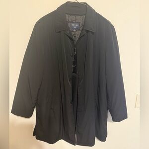 Brooks Brothers Black Coat Mac weatherproof overcoat